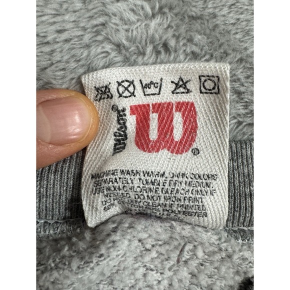 Vintage 90s Wilson Sweatshirt Mens L Sweater Fleece Jogging Made in USA Gray - Picture 6 of 10